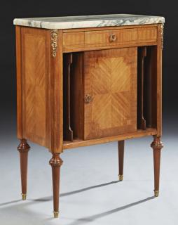 Appraisal: Louis XVI Style Inlaid Ormolu Mounted Marble Top N Louis