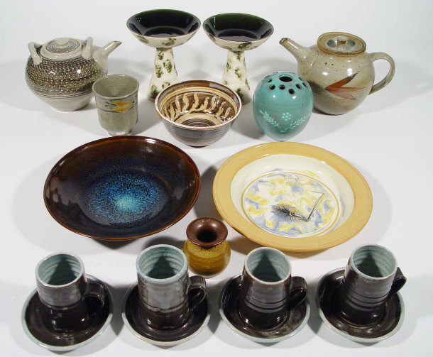 Appraisal: Collection of Studio pottery including two teapots and covers a