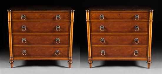 Appraisal: Pair of Kittinger Biedermeier style fruitwood four-drawer commodes th century