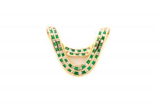 Appraisal: k Yellow Gold Emerald Diamond Slide Pendant A k yellow