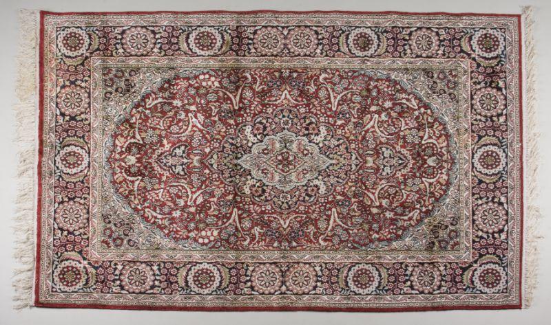 Appraisal: Persian Style Silk Area Carpet thc cotton base red field