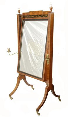 Appraisal: A th century mahogany cheval mirror inlaid stringing and gilt