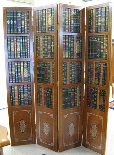 Appraisal: FEDERAL-STYLE MAHOGANY BOOKCASE SCREEN The four-panel floor screen imitates a