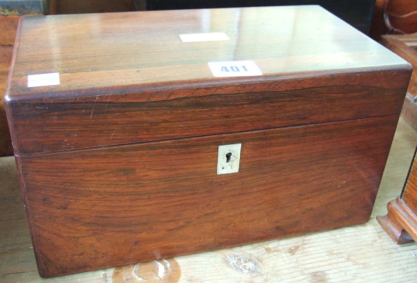 Appraisal: A George IV rosewood rectangular tea caddy with mother of