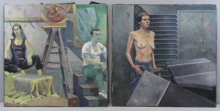 Appraisal: MAURI Sebastian Two Oil on Canvas Portraits of Studio Models