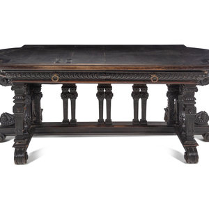 Appraisal: An Italian Renaissance Style Ebonized Library Table Late th Early