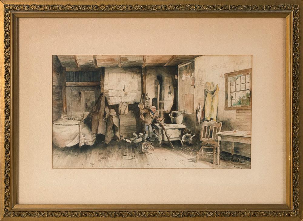 Appraisal: EDMUND D ASHLEY MASSACHUSETTS - SHANTY INTERIOR WATERCOLOR ON PAPER