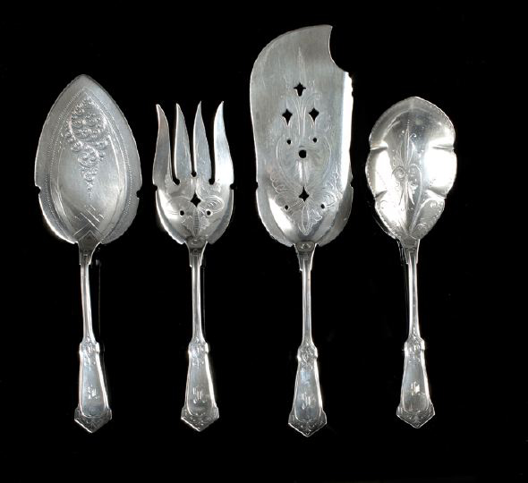 Appraisal: American Sterling Silver Humboldt -Pattern Fish Serving Set the pattern