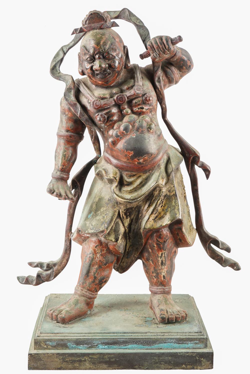 Appraisal: ASIAN POLYCHROMED BRONZE FIGURECondition with patina and loss to paint