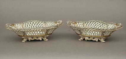 Appraisal: Pair of English Staffordshire-Type Reticulated Porcelain Baskets