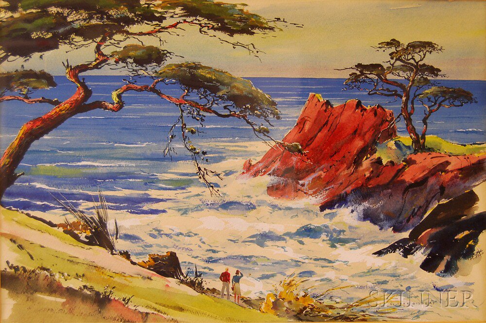 Appraisal: Carl Ivar Gilbert American - Point Lobos Cliffs Signed C