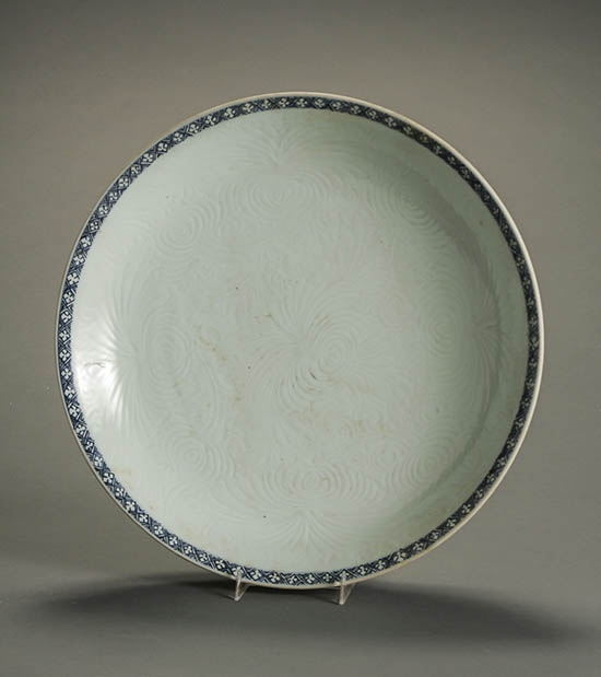 Appraisal: Chinese Blue and White Carved 'of Conditions of Sale Neither