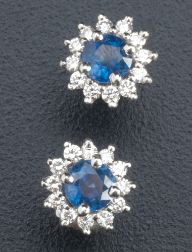 Appraisal: Diamond and sapphire earrings in k wg with a row