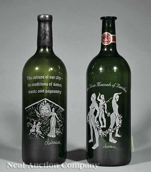 Appraisal: George Dureau American New Orleans b two etched magnum wine