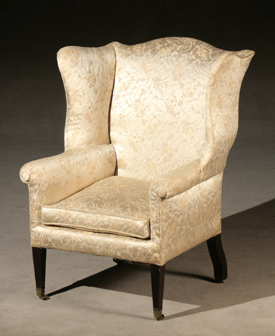 Appraisal: George III Wing Armchair Circa Having light-brown and floral brocade