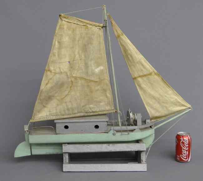 Appraisal: Early folk art painted ship model '' W '' Ht