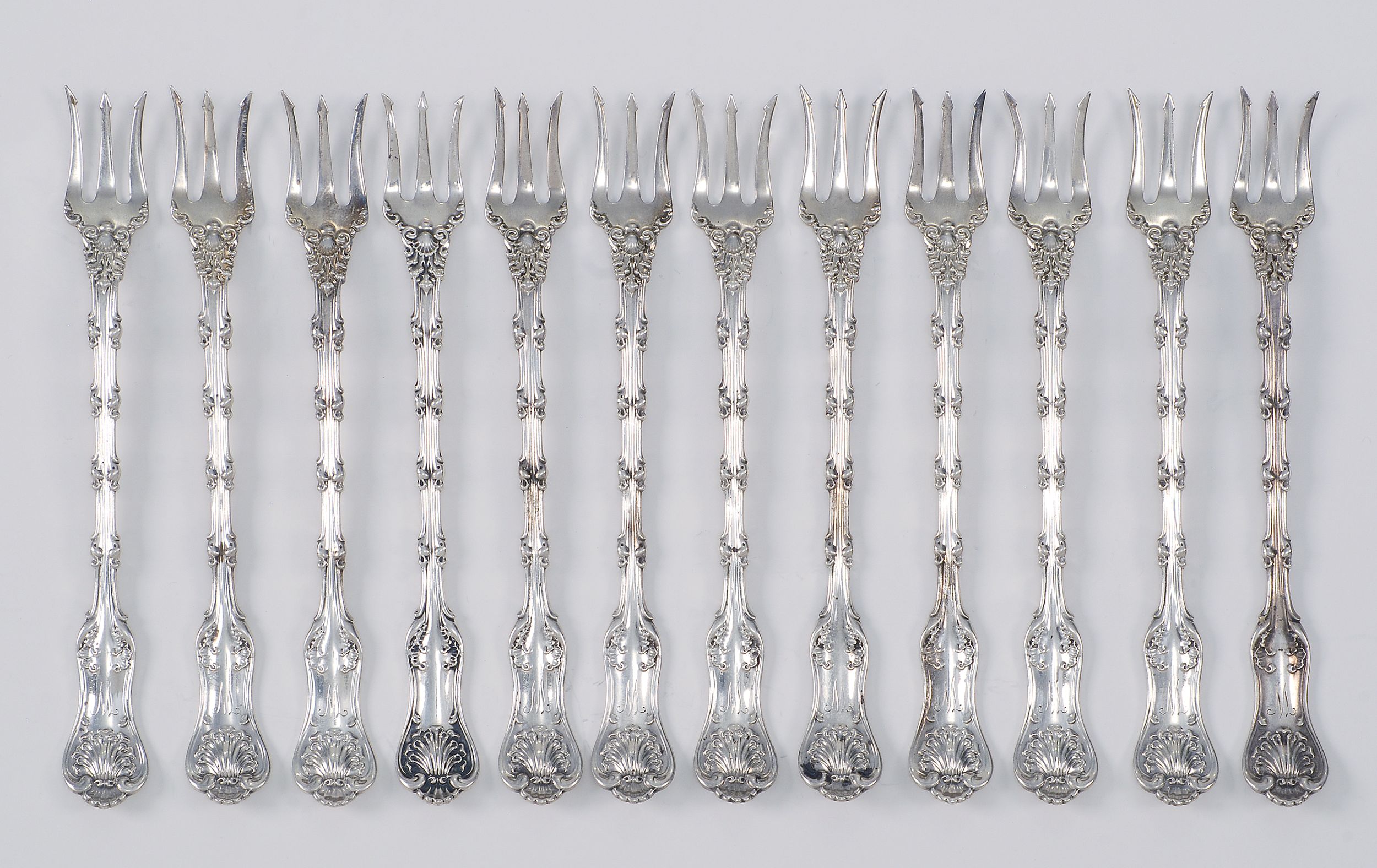 Appraisal: SET OF TWELVE WHITING DIV OF GORHAM STERLING SILVER OYSTER