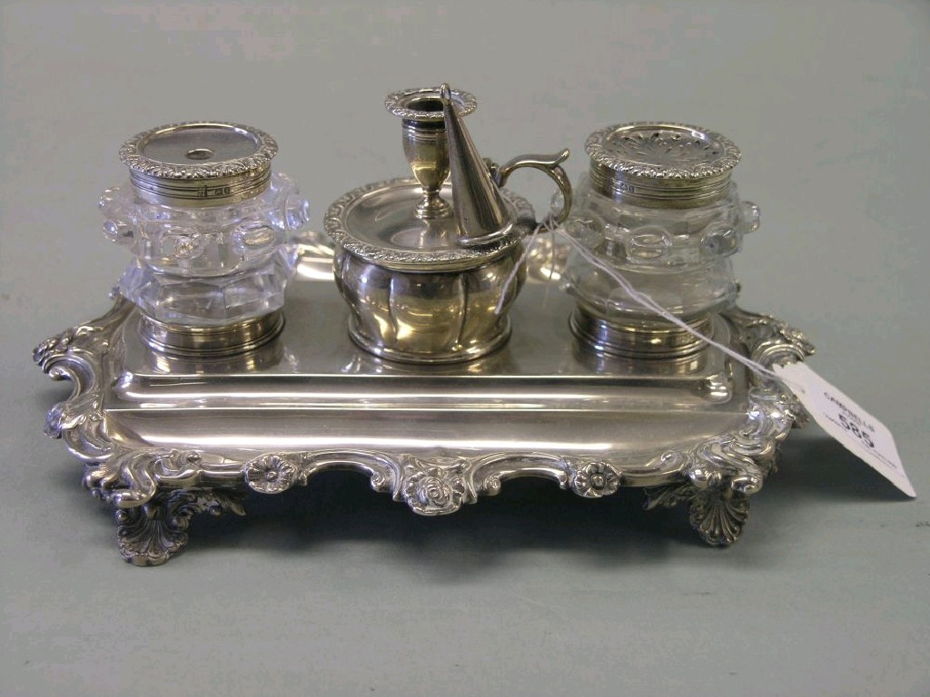 Appraisal: A William IV silver desk-stand by John Henry and Charles