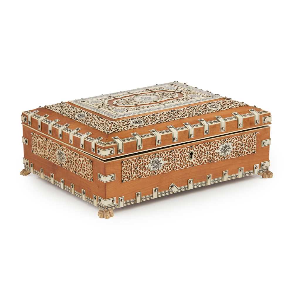 Appraisal: Y INDIAN VIZAGAPATAM SANDALWOOD AND IVORY JEWELLERY BOX LATE TH