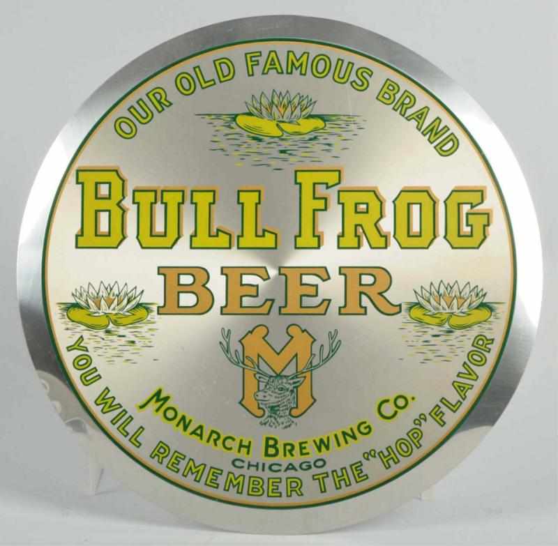 Appraisal: Bull Frog Beer Aluminum Leyse Sign Monarch Brewing Company Marked