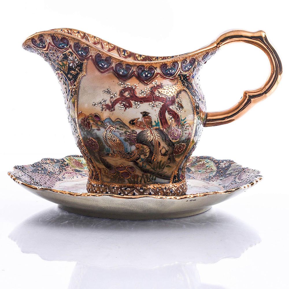 Appraisal: SET OF ROYAL SATSUMA PITCHER AND CHARGER Stylized Japanese themes