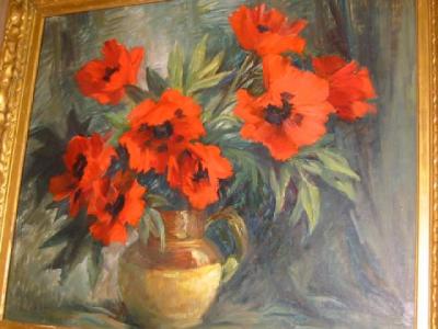 Appraisal: RITA BUSBY Poppies signed on board label verso x gilt