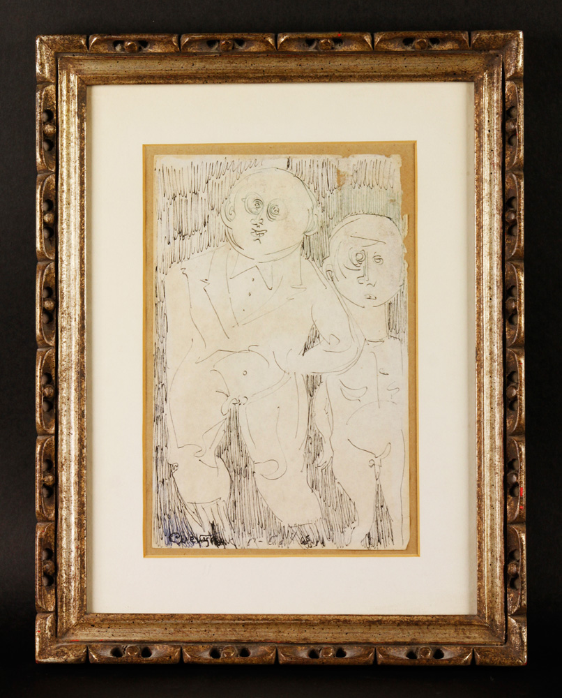 Appraisal: - Cuevas Two Figures Ink on Paper Jose Luis Cuevas