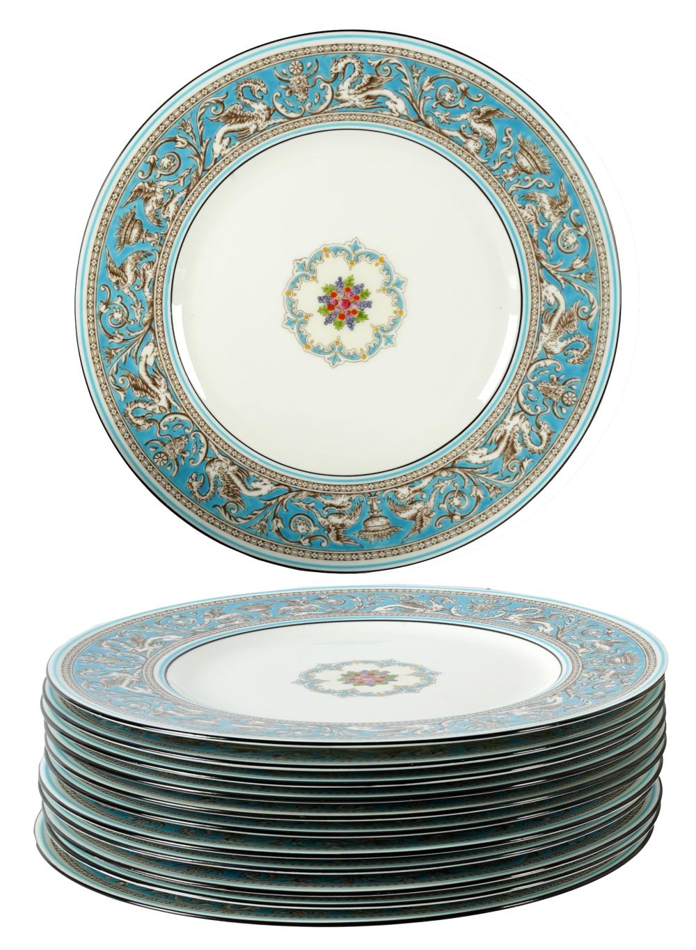 Appraisal: WEDGWOOD FLORENTINE BONE CHINA DINNER PLATESprinted factory mark each with