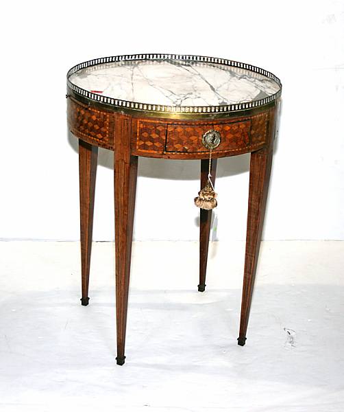 Appraisal: A Louis XVI style marquetry inlaid rosewood bouillotte table late