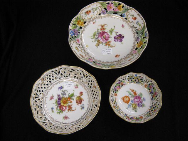 Appraisal: Fine Porcelain Bowls Dresden pattern floral fancy openwork largest is