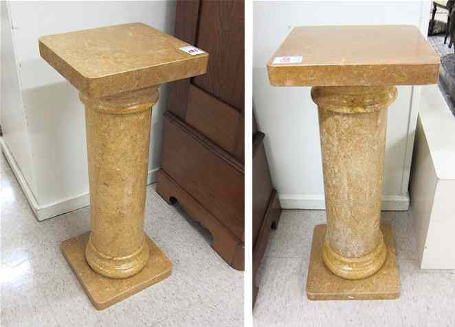 Appraisal: TWO ROSE MARBLE PEDESTALS Rosa Portogallo Salmone construction including square