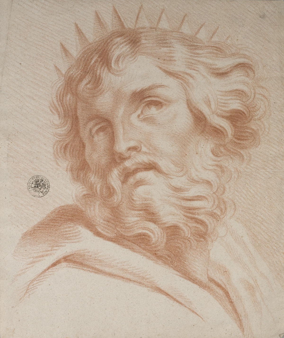 Appraisal: OLD MASTERS DRAWING OF A KING'S HEAD WITH CROWN Red