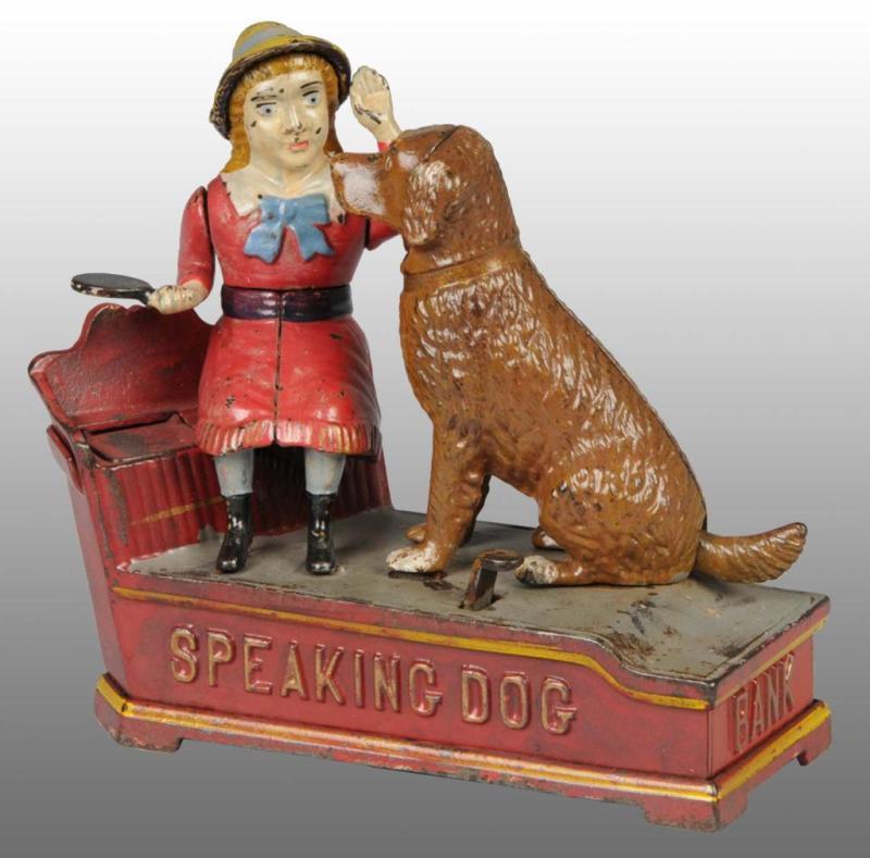 Appraisal: Cast Iron Speaking Dog Mechanical Bank Description Manufactured by J