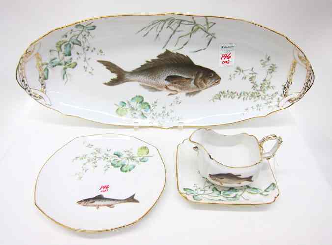 Appraisal: TWELVE PIECE TRESSEMANES VOGT LIMOGES FISH SET serving platter ''