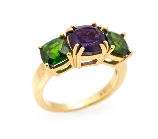 Appraisal: Sale Lot An Karat Yellow Gold Iolite and Chrome Diopside