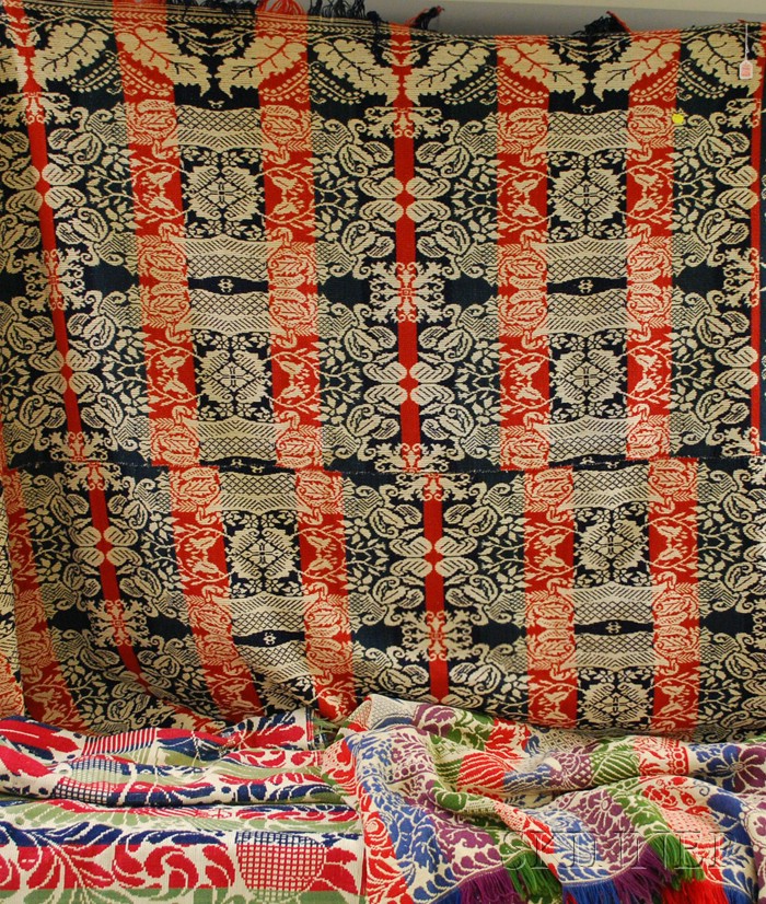 Appraisal: Three Woven Wool Coverlets two four-color and a five-color