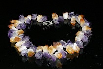 Appraisal: Amethyst and Citrine Quartz Necklace Impressive size beads with a