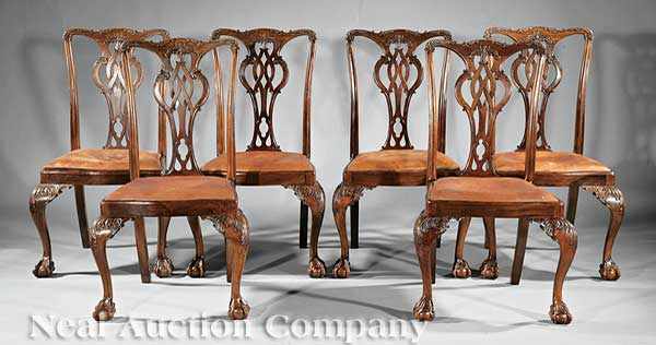 Appraisal: A Set of Eight Antique George III-Style Finely Carved Mahogany