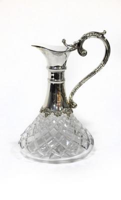 Appraisal: A silver mounted cut glass claret jug Birmingham with S-scroll