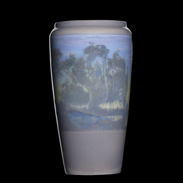 Appraisal: FREDERICK ROTHENBUSCHROOKWOODIris glaze scenic vase Short scratches to a couple