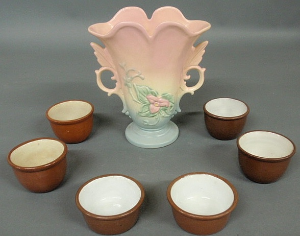 Appraisal: Four Weller pottery cups h two bowls h and a