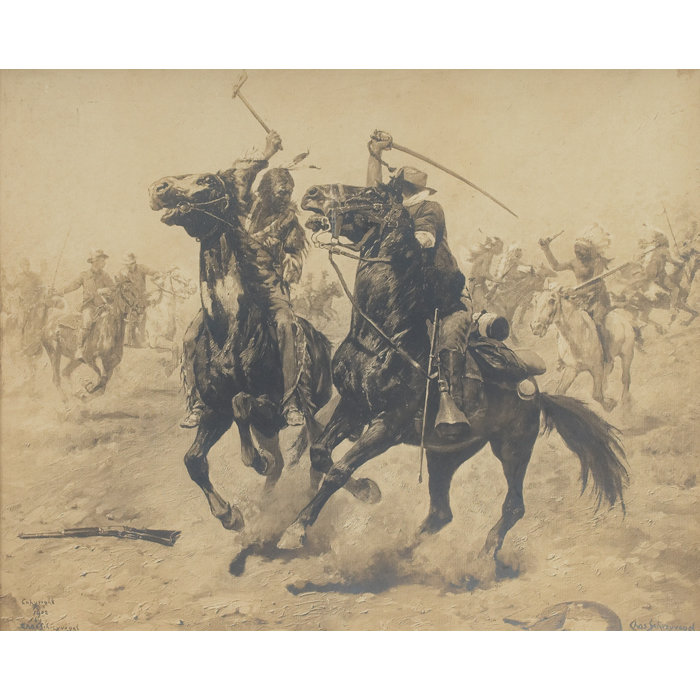 Appraisal: Charles Schreyvogel American - ''The Duel '' lithograph '' x