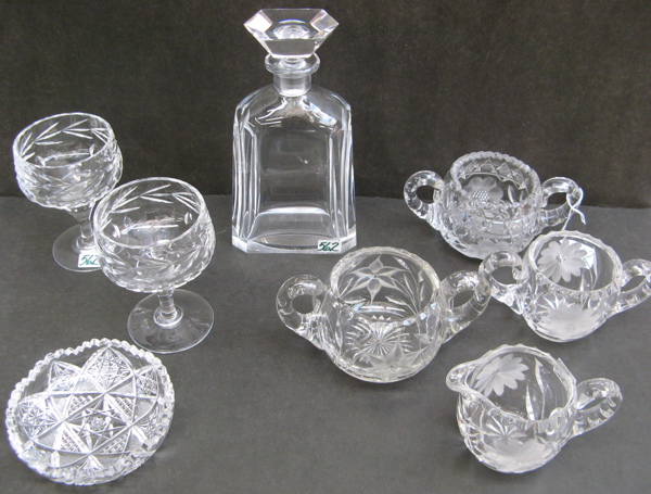 Appraisal: A GROUP OF EIGHT CUT CRYSTAL TABLE ACCESSORIES Including an