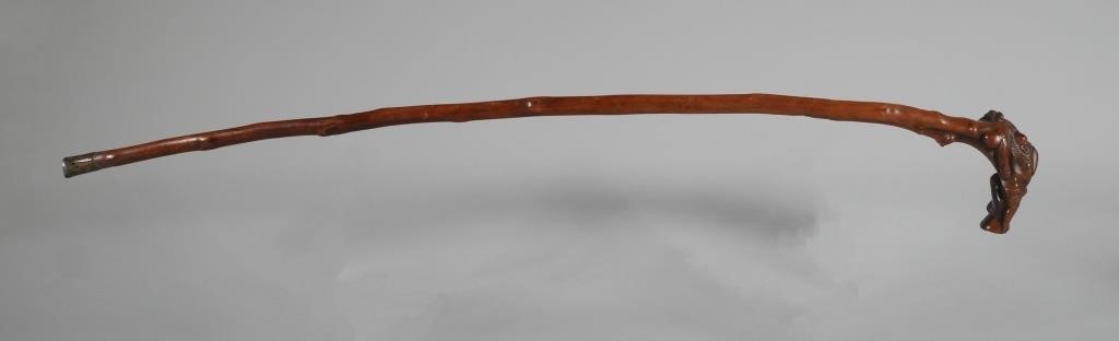 Appraisal: Antique hand-carved walking stick circa early th century with several