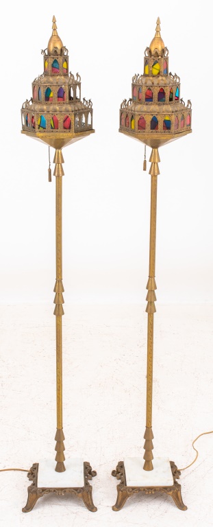 Appraisal: VENETIAN STYLE GILT METAL TORCHERE FLOOR LAMP Pair of Venetian