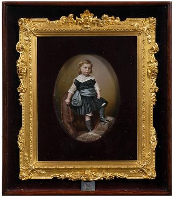 Appraisal: Hand colored photograph J B Platt young child in blue