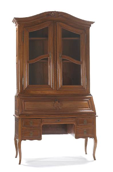 Appraisal: A Louis XV walnut secr taire mid th century The