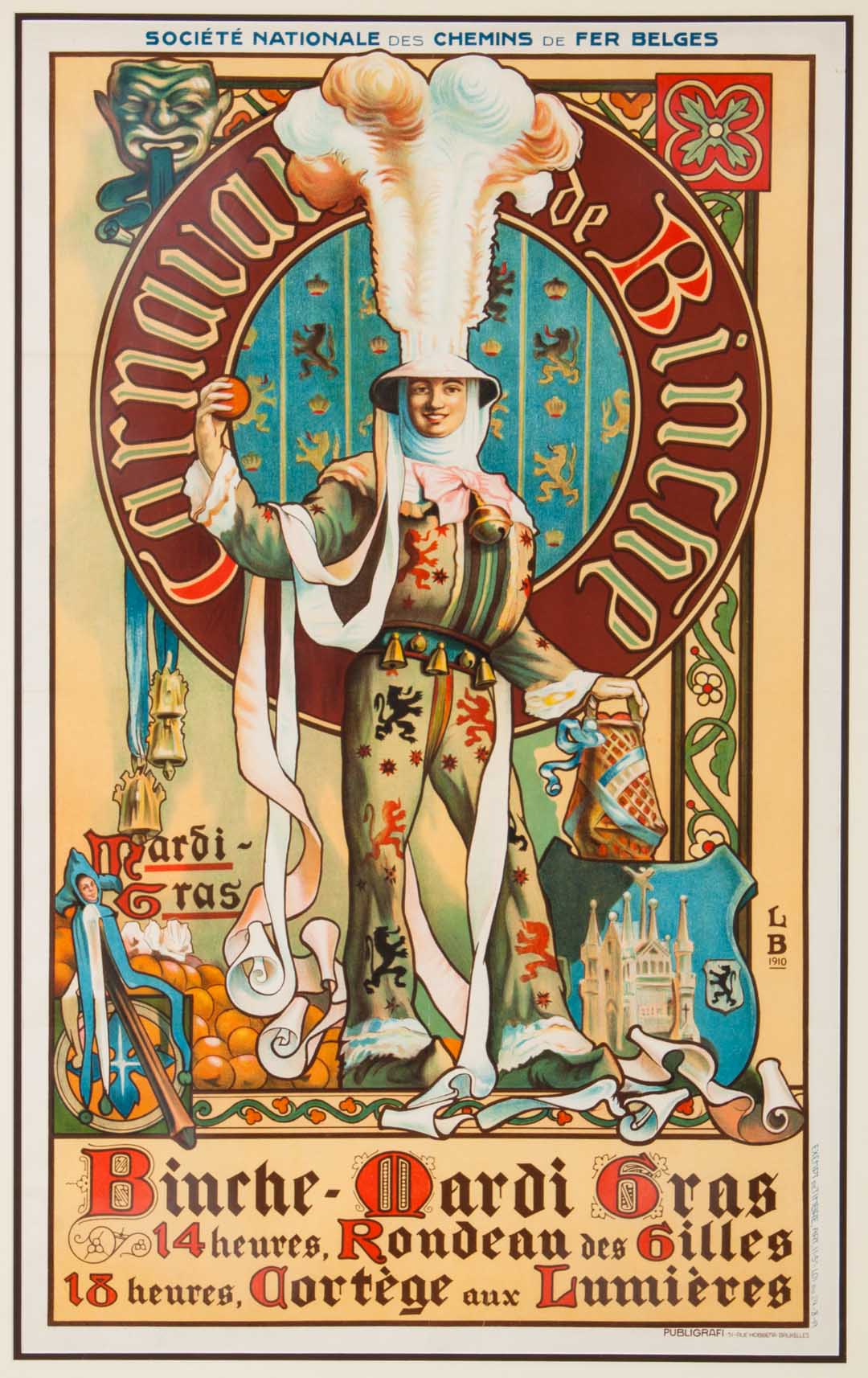 Appraisal: Louis Buisseret Carnaval de Binche litho poster French - Color