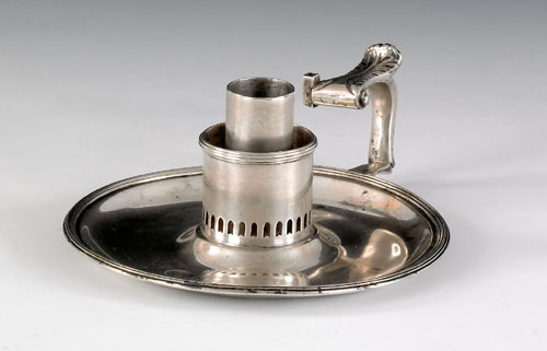 Appraisal: Silver chamberstick bearing a spurious makers mark of John Burt