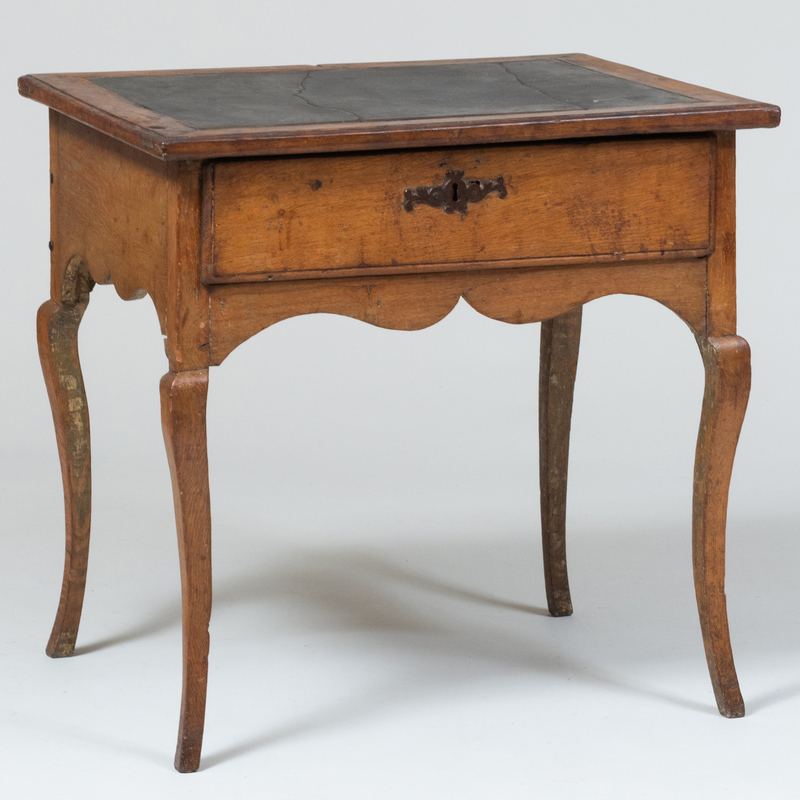 Appraisal: Louis XV Provincial Oak and Slate Side Table With inset